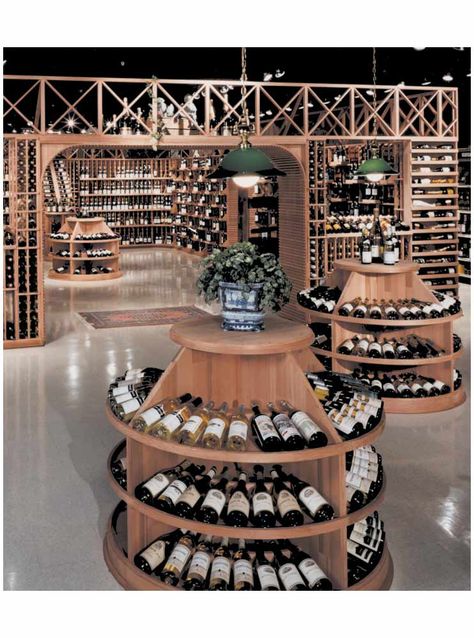 wine displays | Circular Wine Display | Individual Bottle Wine Storage | Commercial ... Wine Store Display, Retail Display Ideas, Wine Store Design, Wine Shop Interior, Wine Displays, Alcohol Shop, Wine Boutique, Liquor Shop, Custom Wine Cellars