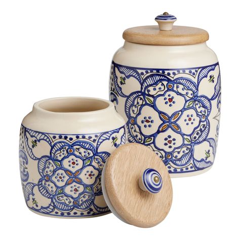 You'll love the Tunis White and Blue Ceramic Storage Canister at World Market. Browse our entire collection of Kitchen Organization, available online or at one of our 270+ stores. White And Blue Ceramic, Ceramic Kitchenware, Decorating Above Kitchen Cabinets, Kitchen World, Ceramic Utensil Holder, Ceramic Storage, Above Kitchen Cabinets, Ceramic Butter Dish, Ceramic Spoon Rest