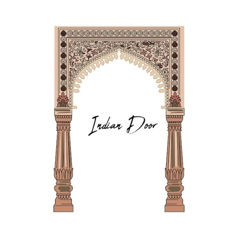 Indian Door Illustration, Arches Illustration, Jaipur Decor, Indian Graphic Design, Architecture Door, Indian Decoration, Wedding Card Design Indian, Wedding Caricature, Mughal Art Paintings