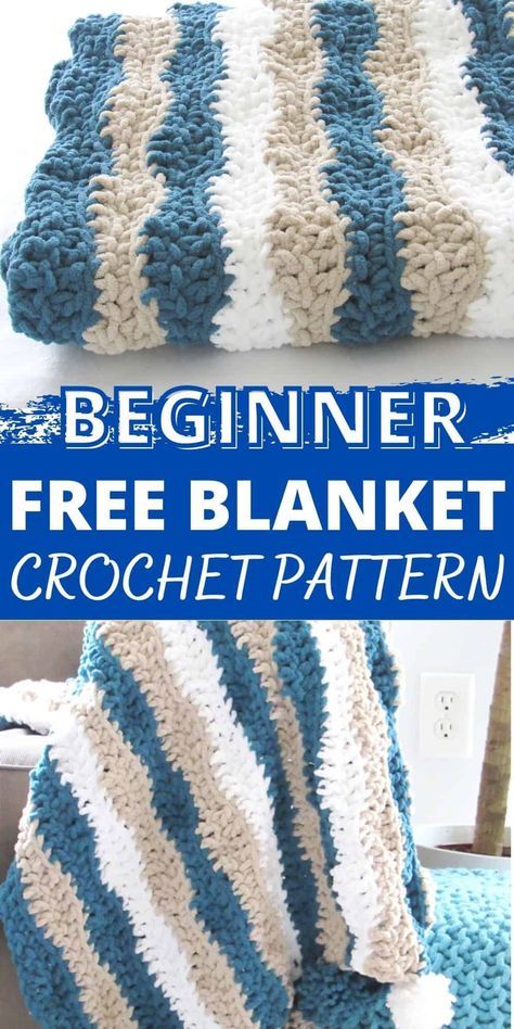 Easy Crochet Blanket for Beginners - Crochet Dreamz Bernat Blanket Yarn Crochet, Easy Crochet Blanket For Beginners, Blanket Yarn Patterns, Crochet Blanket For Beginners, Chunky Crochet Baby Blanket, Chunky Crochet Blanket Pattern, Crochet Blanket Tutorial, Puppy Blanket, Chunky Crochet Blanket