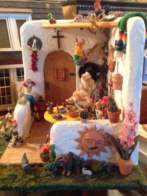 Mexican Cantina Scene Complete with Drunk Tourista Having A Good Time Mexican Dollhouse, Mexican Miniatures, Mexican Cantina, Houses In Mexico, Mexican Kitchen, Restaurant Patio, Kitchen Fun, Dollhouse Ideas, Miniature Kitchen