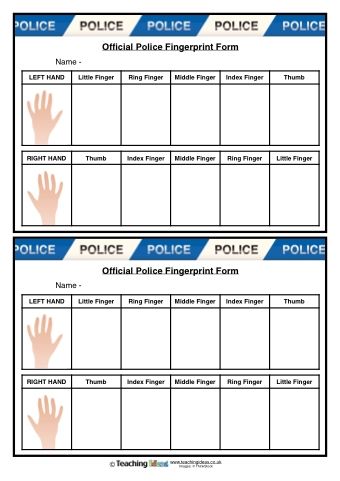 Fingerprint Forms - A collection of printable fingerprint forms that your children can use as part of their role play activities. These are available with and without fingerprints images! Police Fingerprint Activity, Police Station Dramatic Play Free Printables, Police Dramatic Play Preschool, Police Role Play Eyfs, Police Eyfs Activities, Police Dramatic Play, Police Activities For Kids, Role Play Activities, Police Activities