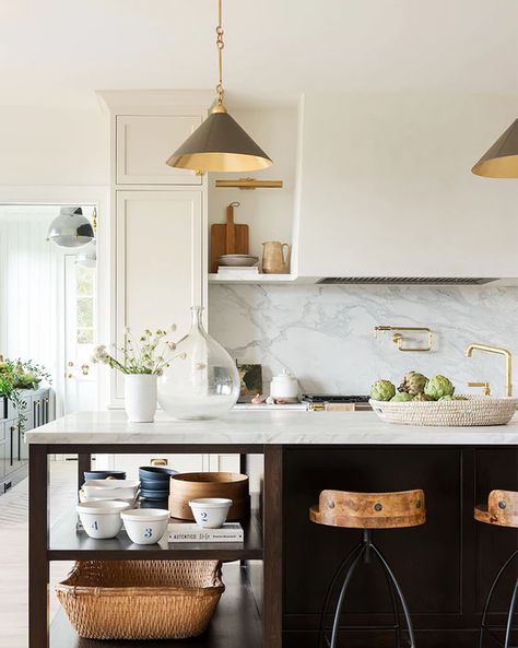 Tour a Glenn Gissler Designed Home in Connecticut Mcgee Kitchen, Studio Mcgee Kitchen, Mcgee Home, Dark Kitchen Cabinets, Studio Mcgee, Modern Farmhouse Kitchens, Cheap Decor, Kitchen Layout, Step By Step Guide