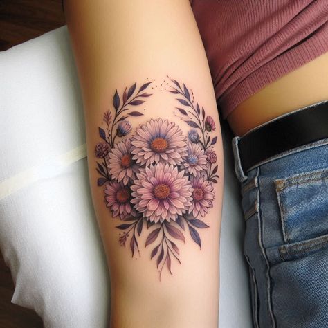 Tattoo September Flower Tattoos For Women, Michigan State Flower Tattoo, Antique Flower Tattoo, September Birth Flower Tattoo Ideas, Shaded Flower Tattoo, September Tattoo Ideas, September Flower Tattoo, September Birth Flower Tattoo, September Tattoo