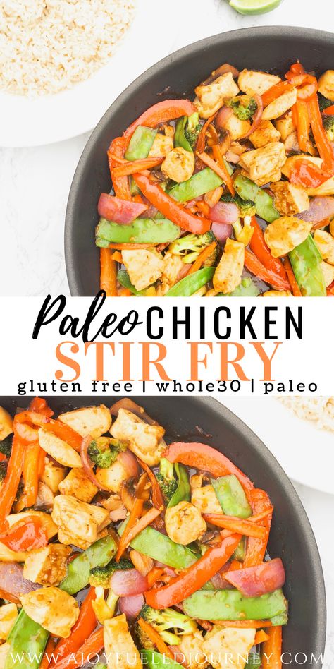 This healthy and clean eating chicken stir is a flavor packed Paleo meal option. Bright veggies, seasoned chicken, and a tasty sauce complete this easy weeknight dinner.   Paleo stir fry | clean eating stir fry | healthy chicken stir fry | gluten free dinner recipe  #paleodinnerrecipe #whole30stirfry Paleo Chicken Stir Fry, Paleo Diet Recipes Breakfast, Stir Fry Healthy, Paleo Stir Fry, Healthy Chicken Stir Fry, Dinner Paleo, Whole30 Chicken, Healthy Stir Fry, Clean Eating Chicken