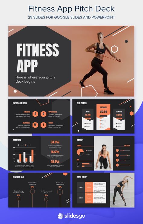 Be on a winning streak with this Fitness App Pitch Deck presentation and get new investors! Available for Google Slides and Powerpoint, 100% free! #Slidesgo #FreepikCompany #freepresentation #freetemplate #presentations #themes #templates #GoogleSlides #PowerPoint #GoogleSlidesThemes #PowerPointTemplate #App #Sport #Fitness #PitchDeck Company Profile Presentation, Google Themes, Sales Deck, Pitch Deck Presentation, Ppt Themes, Fit App, Presentation Deck, Fitness Programs, Presentation Design Template