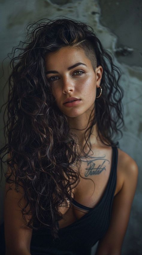 19 Long Curly Hair with Undercut Women Hairstyles: Stunning Ideas to Transform Your Look | LooksNiceOnMe Curly Hair Shaved Sides Woman, Curly Hair With Undercut Women, Long Curly Hair With Undercut, Shaved Undercut Long Hair, Long Curly Hair Undercut, Side Undercut Long Hair, How To Style Long Curly Hair, Shaved Sides Curly Hair, Curly Hair With Undercut