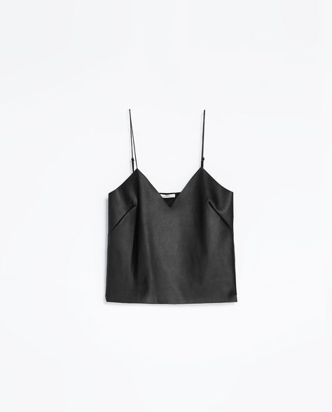 TOP WITH FAUX LEATHER FRONT - Shirts - WOMAN | ZARA United States Leather Camisole, Woman Top, Zara Leather, Zara New, Baby Style, Style Photo, Zara Blouse, Influencers Fashion, Black Excellence