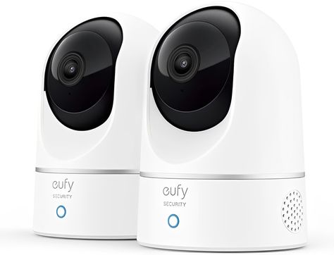 eufy S220 Indoor Security Camera 2-Cam Kit, 2K Plug-in Security Camera with Wi-Fi, Human & Pet AI, Voice Assistant Compatibility, Motion Tracking, (Homebase not Compatible) Indoor Security Camera, Motion Tracking, Pet Camera, Voice Assistant, Home Tech, Security Camera, Smart Home, Wi Fi, The Voice