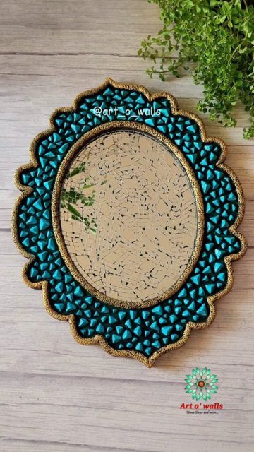 Mouldit Clay Mirror Art, Clay Mirror Frame Aesthetic, Mouldit Clay Art, Mouldit Clay, Mirror Craft, Painted Mirror Art, Mdf Color, India Crafts, Diy Crafts Love