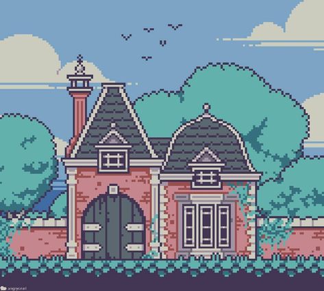 Old gatehouse#pixelartpic.twitter.com/xTOfn3UIJR Pixel Art House, Pixel Tutorial, Pixel House, Pixel Reference, Isometric Pixel, Art Structure, Game Graphics, Pixels Art, 8 Bit Art