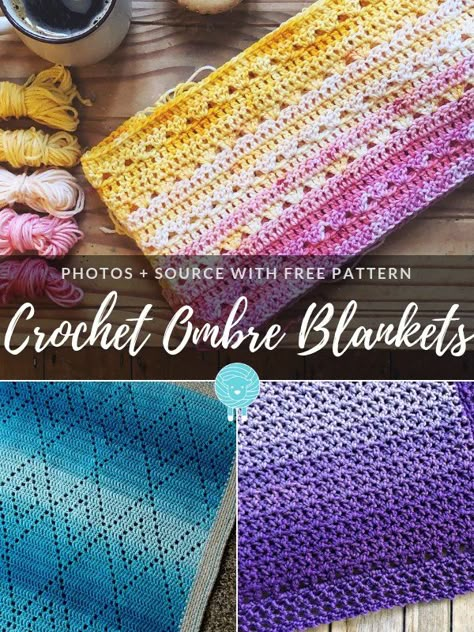 Crochet Ombre Blankets Free Crochet Patterns - Free Crochet Patterns Crocheted Blankets, Baby Blankie, Crochet Rugs, Knitting Patterns Free Blanket, Crochet Afghan Patterns Free, Rug Patterns, Popcorn Stitch, Ombre Yarn, Crochet Rug Patterns