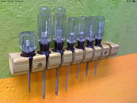 Screwdriver Organization, Screwdriver Storage, French Cleat Storage, Garage Clock, Diy Storage Projects, Garage Tool Storage, Garage Remodel, Tool Storage Diy, Wood Shop Projects