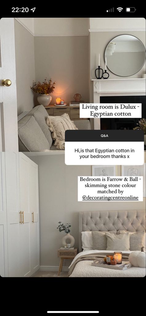 Sitting Room Colours Paint Colors, Bedroom Colours For 2023, Dulux Living Room Paint Colors, Egyptian Cotton Living Room, Beige Modern Bedroom, Dulux Paint Colours Living Room, Dulux Bedroom Colours, Dulux Egyptian Cotton, Bedroom Panelling