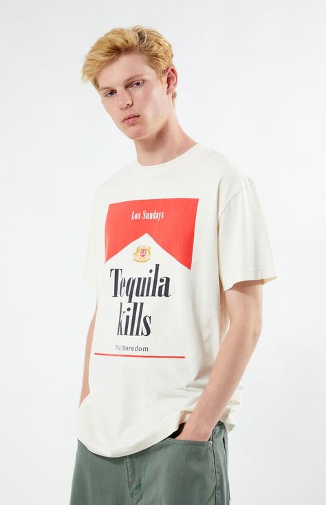 Tequila Kills T-Shirt Top Graphic Tees, Shirt White, Tequila, Pacsun, Branded T Shirts, Latest Trends, Graphic Tees, Short Sleeves, Mens Shirts