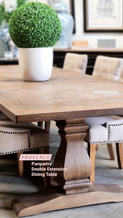 Provence Parquetry Double Extension Dining Table Rectangular Wood Dining Table, Pedestal Dining Table Rectangular, Parquetry Table, Dining Table Pedestal Base, Beach Dining Table, Hamptons Dining Table, Pedestal Dining Room Table, Timeless Dining Table, Double Extension