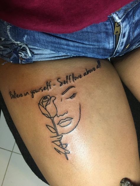 Tattoos Baddie, Baddie Tattoo Ideas Female, Baddie Tattoo Ideas, Cute Thigh Tattoos, Girl Thigh Tattoos, 16 Tattoo, Tattoos Infinity, Self Love Tattoo, Cute Hand Tattoos