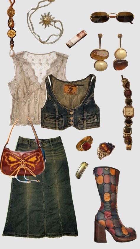 Stevie nicks concert outfit #boho #hippie #outfitinspo #stevienicks Concert Outfit Boho, Stevie Nicks Concert Outfit, Western Hippie Fashion, Stevie Nicks Concert, 70s Inspired Outfits, Stevie Nicks Style, Outfit Boho, Mood Clothes, 70s Inspired Fashion