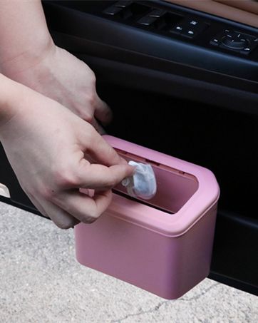 Pink Car Trash Can, Car Accessories Backseat, Car Garbage Can, Pink Snack Basket, Backseat Organizer, Pink Snacks, Opening Car, Video Pink, Trash Can For Car