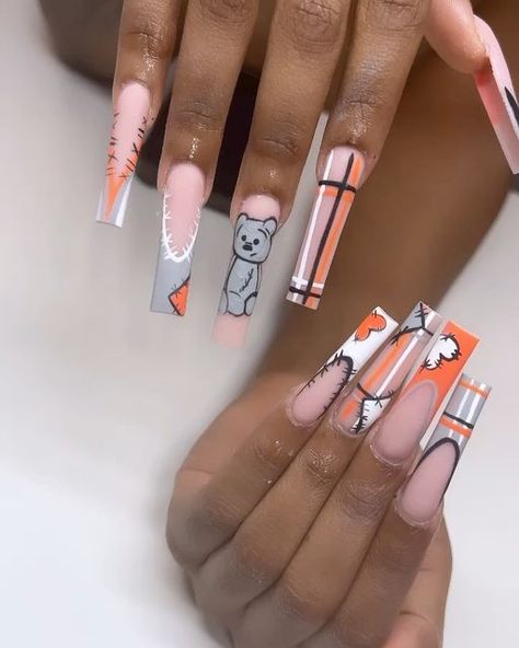 Where Baddies Are Made 🌸 on Instagram: "Spooky season is around the corner ! October spots will fill up quick !!! I have so many Fun ideas for Halloween , I cannot wait to show my creativity! 🎃🫶🏾 #explorepage #explorepage #explorepage✨ #nails #nailsofinstagram #nailart #nailinspo #naildesign #viral #stl #stlnailtech #stlnails" Halloween Themed Nails, Orange Acrylic Nails, Themed Nails, Hard Nails, Nails Design With Rhinestones, Colored Acrylic Nails, Short Square Acrylic Nails, Long Acrylic Nails Coffin, Exotic Nails