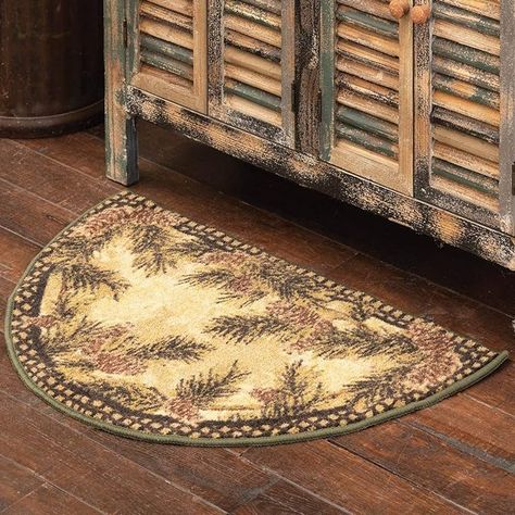 Amazon.com: Black Forest Decor Pinecone Border Half-Round Rug : Home & Kitchen Cabin Rugs, Black Forest Decor, Forest Decor, Cabin Style, Round Rug, Western Decor, Accent Rugs, Black Forest, Round Rugs