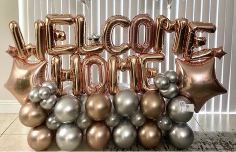 Welcome Home Ideas For Husband, Welcome Back Party, Welcome Home Decorations, Front Page Design, Bridal Dresses Pakistan, Balloon Ideas, Creative Gifts For Boyfriend, Balloon Decor, Balloon Design