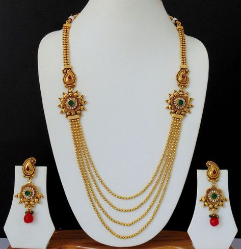 Long Necklace Ethnic Indian Jewelry Earrings Gold Plated Chain Bollywood Set g7 | Jewelry & Watches, Ethnic, Regional & Tribal, Asian & East Indian | eBay! Long Gold Necklaces, Indian Jewelry Earrings, Gold Jewelry Outfits, Handmade Gold Jewellery, Long Pearl Necklaces, Gold Jewelry Sets, Antique Gold Jewelry, Gold Jewelry Earrings, Pearl Jewelry Necklace