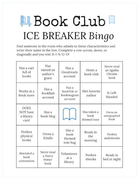 Book Club Ice Breaker Game Human Bingo Cards Printable Get to Know You - Etsy Book Games Adults, Book Club Retreat Ideas, Book Club Activities For Women, Book Club Games For Women, Book Club Themes, Book Club Games, Book Club Printables, Book Club Ideas Hosting, Library Fundraiser