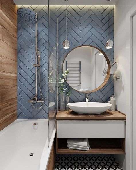 Herringbone Bathroom, تصميم دورة مياه, Design Interior Baie, Makeover Kamar Mandi, Koti Diy, Bilik Air, Bathroom Accents, Bad Inspiration, Bathroom Goals