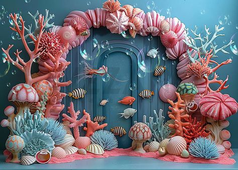 Avezano Summer Undersea Coral Fish Photography Backdrop Fish Party Decor, Underwater Theme Decor, Under The Sea Christmas Decorations, Under The Sea Photo Backdrop, Under The Sea Photo Booth, Under The Sea Prom, Under The Sea Christmas, Ocean Theme Party Decorations, Fish Photography