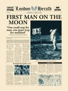 Ocean Currents Map, First Man On The Moon, Vintage Newspaper, Moon Art Print, Moon Poster, Man On The Moon, Old Newspaper, Vintage Poster Art, Photo Vintage