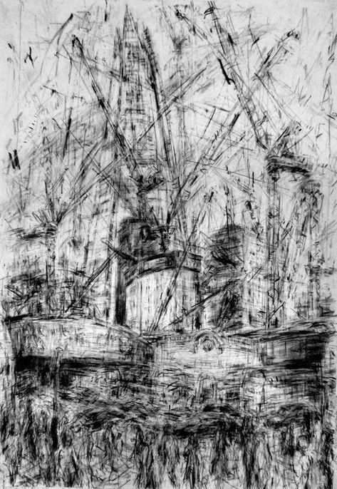 Jeanette Barnes | The Royal Drawing School China Drawing, Urban Drawings, Energy Architecture, Royal Drawing, Conte Crayon, Art Degree, Royal College Of Art, Urban Environment, London Bridge