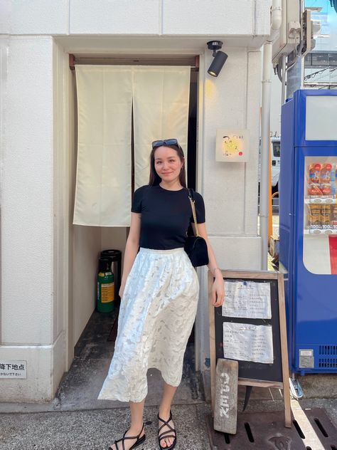 Summer outfit in Japan, Kobe Japan Trip Outfit Summer, Japan Travel Outfit Summer, What To Wear In Japan Summer, Summer Outfit Japan, Japan Ootd Summer, Summer In Japan Outfit, Japan Outfits Summer, Summer Japan Outfit, Japan Trip Outfit