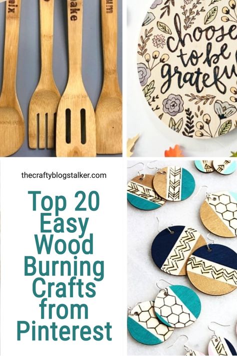 Play around with pyrography and create wood-burned crafts. Click here for the top 20 Wood Burning crafts each with a complete tutorial! #thecraftyblogstalker #woodburningcrafts #woodburningprojects #pyrography Simple Woodburning Designs, Diy Wood Decor Ideas, Easy Wood Burning, Beginner Wood Burning Projects, Woodburning Crafts, Beginner Wood Burning, Woodworking Projects Unique, Woodburning Projects, Unique Woodworking