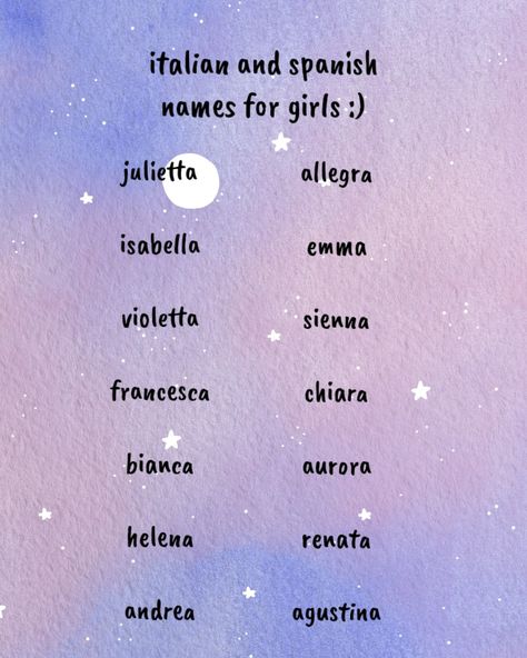 Baby names for girls #babynames names for girls cute and adorable names Italian Names Girl, Spanish Names Girl, Spanish Girl Names, Italian Names Boy, Spanish Girls Names, Italian Girl Names, Story Names, List Of Girls Names