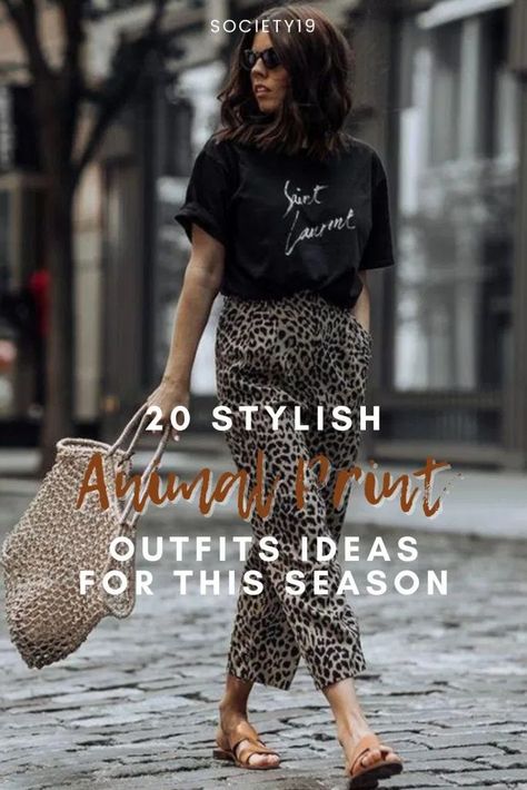 20 Stylish Animal Print Outfits Ideas For This Season Animal Print Pants Outfit, Printed Trousers Outfit, Leopard Pants Outfit, Leopard Print Pants Outfit, Printed Pants Outfits, Leopard Print Pencil Skirt, Animal Print Pants, Leopard Print Pants, Leopard Pants