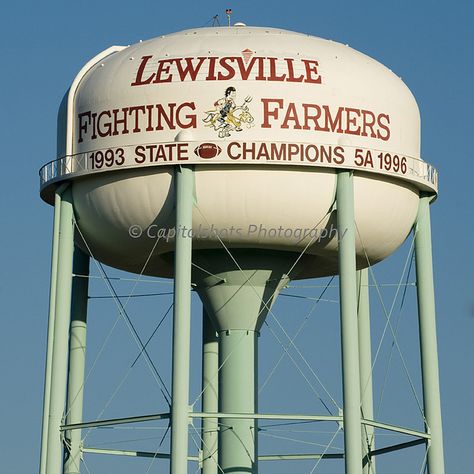 Fighting Farmers Water Tower, Lewisville, Texas 50th High School Reunion Ideas, 50th High School Reunion, High School Reunion Ideas, School Reunion Ideas, Risk And Reward, Lewisville Texas, Friday Night Football, Windmill Water, Retaining Water