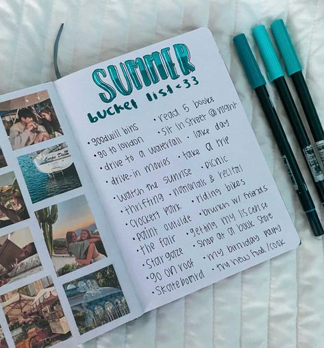 Summer Aesthetic Journal, Summer Bucket List Journal Page, Aesthetic Bucket List Journal, Bucket List Scrapbook Ideas, Summer Bucket List Journal, Summer Bucket List Bullet Journal, Summer Journal Page Ideas, Bucket List Journal Ideas, Bullet Journal Summer Ideas