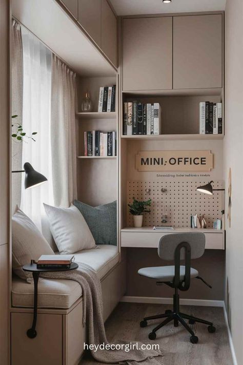 25+ Small Room Ideas For The Smallest Spaces In The House Tiny Office With Storage, Small Room Study Ideas, Cosy Small Room, Small Office Study Room Ideas, Studio Bedroom Ideas Tiny Apartments, Tiny Paris Apartment, Very Tiny Room Ideas Bedrooms, Box Room Office Ideas Small Spaces, Small Office With Bed