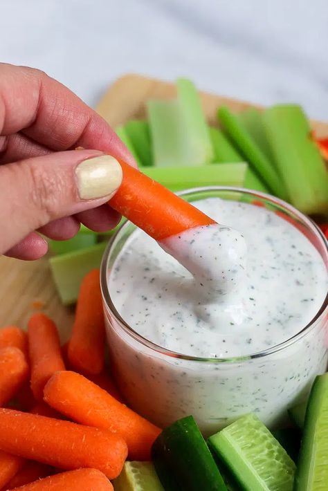 This Cottage Cheese Ranch Dip is a delicious, high protein ranch dip that is lusciously smooth, flavorful and has only two ingredients. High Protein Ranch, Ranch Cottage Cheese Dip, Cottage Cheese Ranch Dip, Cottage Cheese With Ranch Seasoning, High Protein Ranch Dip, High Protein Cottage Cheese Ranch Dip, Cottage Cheese Queso Dip Nutritional Yeast, Veggie Dip Cottage Cheese, Cottage Cheese Dips