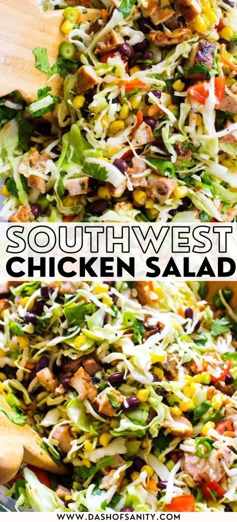 Chopped Southwestern Salad Southwestern Salad, Easy Baked Chicken Breast, Southwest Chicken Salad, Southwest Salad, Smaller Portions, Chicken Chopped Salad, Homemade French Fries, Southwest Chicken, Yummy Chicken