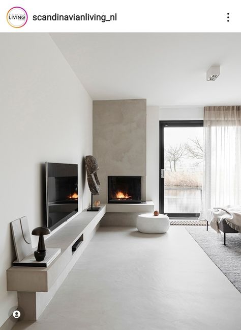 Scandinavian Fireplace Ideas, Modern Scandinavian Living Room, Minimalist Fireplace, Wall Shelves Living Room, Interior Design Template, Living Tv, Tv Wand, Living Room Decor Fireplace, Living Room Scandinavian