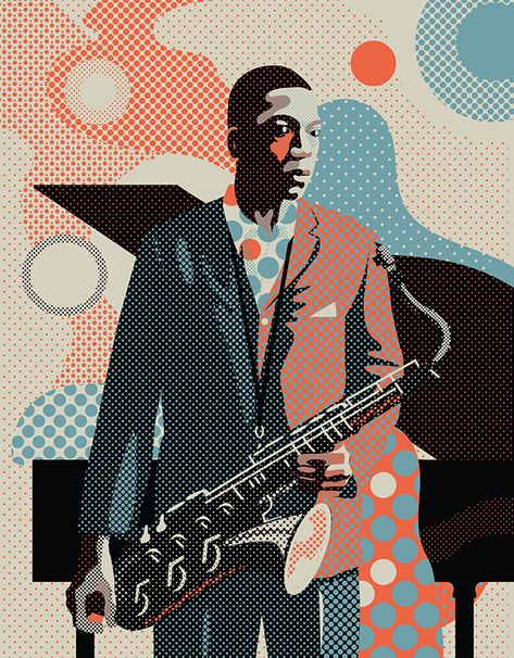 Coltrane on Behance Jazz Painting, Jazz Posters, Jazz Saxophone, John Coltrane, Jazz And Blues, Jazz Poster, Jazz Artists, Music Illustration, Cool Jazz