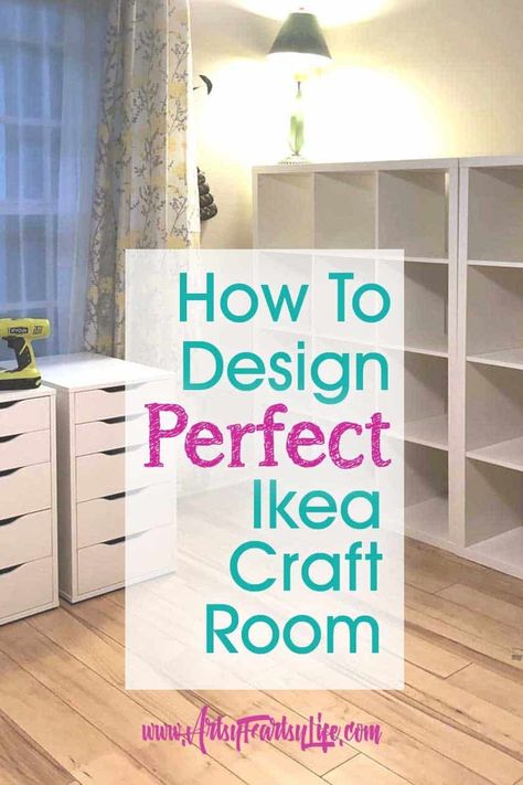 Ikea Art Storage Ideas, Hobby Rooms Ideas, Ikea Craft Room Hack, Ikea Craft Office, Craft Work Space Ideas, Craftroom Organizing Ideas Ikea, Craft Room Ikea Storage, Craft Room Remodel Ideas, Sewing Craft Room Ideas Inspiration