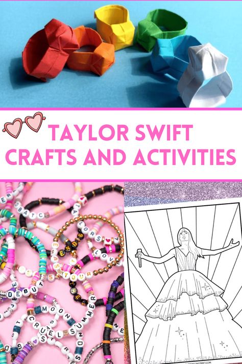 If you are a fan of Taylor Swift and crafting, you need to try one of our favorite Taylor Swift crafts and activities that are perfect for all ages. Crafts For Ages 7-10, Taylor Swift Activity Sheet, Taylor Swift Party For Kids, Taylor Swift Camp Ideas, Taylor Swift Projects, Taylor Swift Themed Crafts, Taylor Swift Party Games Kids, Taylor Swift Crafts Ideas For Kids, Taylor Swift Activities For Kids