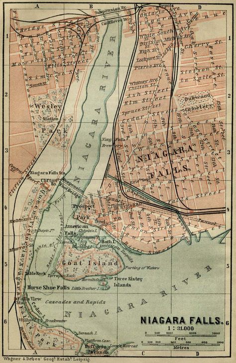 Antique map of Niagara Falls from 1894 - niagara falls new york • mappery Niagara Falls Map, Venice Map, City Paper, Niagara Falls New York, City Planning, Paper City, Autumn In New York, Map Globe, Old Maps