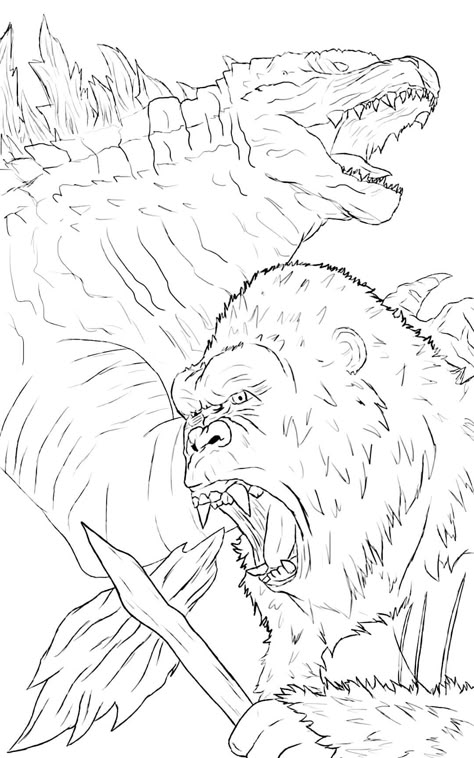 King Kong Coloring Pages, Octopus Coloring Page, King Kong Art, Egyptian Tattoo Sleeve, King Kong Vs Godzilla, Monster Coloring Pages, Naruto Sketch Drawing, Color Pages, Kaiju Art