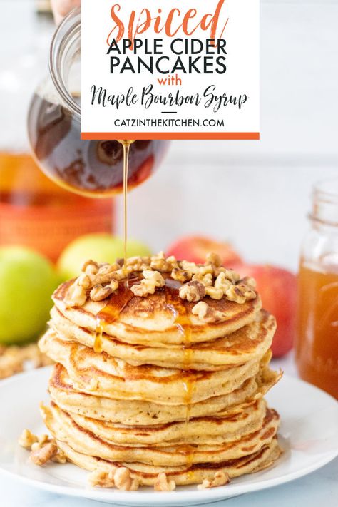 Bourbon Syrup, Apple Cider Pancakes, Cheesecake Muffins, Apple Cider Recipe, Maple Bourbon, Apple Pancakes, Spiced Apple Cider, Losing 40 Pounds, Pumpkin Spice Syrup