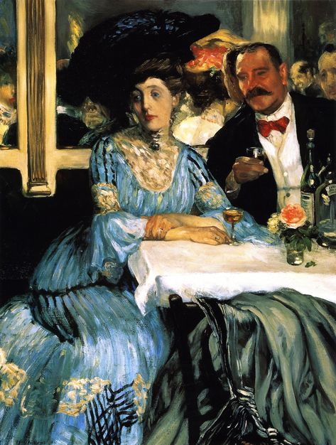 1905 Chez Mouquin, William Glackens William Glackens, Ashcan School, Barnes Foundation, American Realism, Victor Vasarely, William James, Williams James, Romantic Scenes, Art Institute Of Chicago