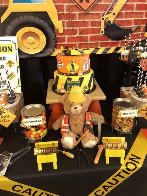 Construction Baby Shower Theme, Office Baby Showers, Construction Baby Shower, Baby Shower Party Planning, Construction Cake, Coffee Party, Construction For Kids, Baby Shower Party Ideas, Construction Birthday Parties